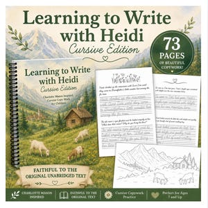 Quaderno di esercizi di scrittura corsiva ispirato a Heidi / Charlotte Mason Homeschool (download digitale)