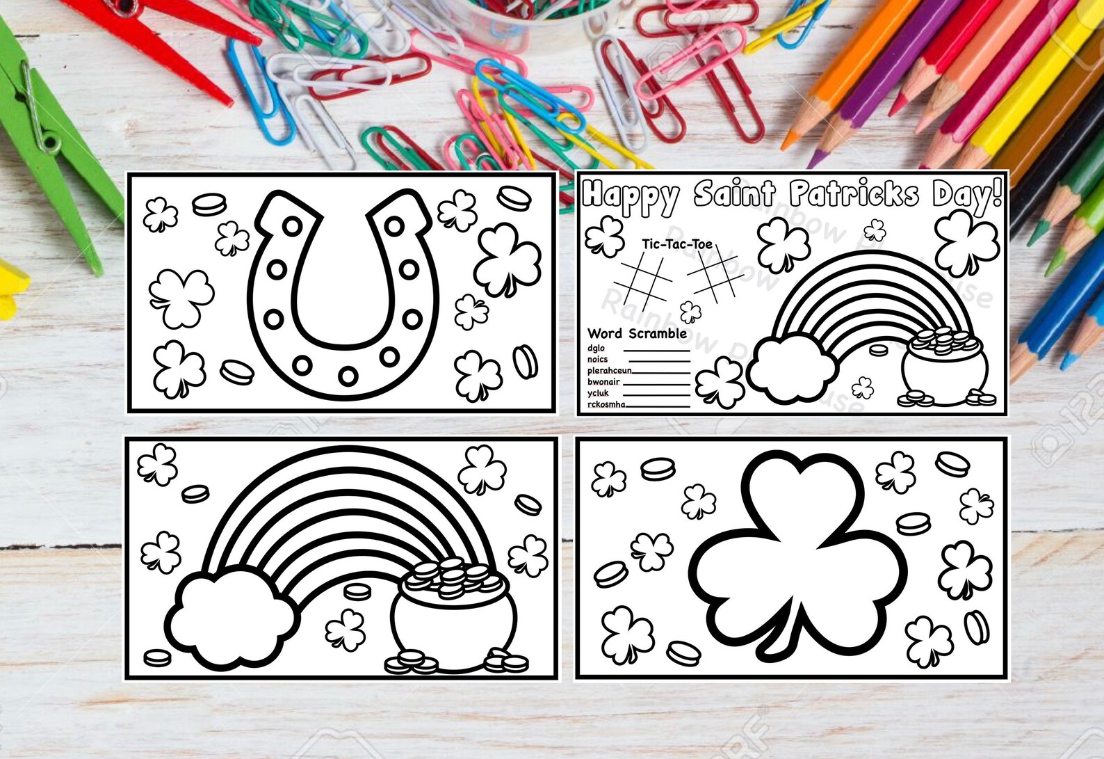4 Happy Saint Patricks Day Coloring Pages Instant Digital - Etsy