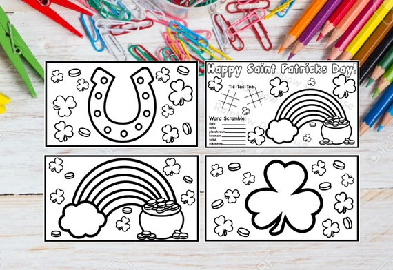 4 Happy Saint Patricks Day Coloring Pages Instant Digital