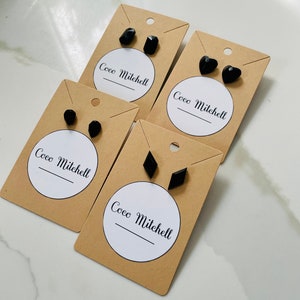 Resin Stud Earrings, Black Stud Earrings