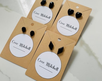 Resin Stud Earrings, Black Stud Earrings