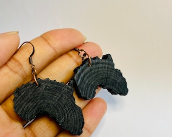 Black Earrings, Wooden Earrings, Africa Earrings