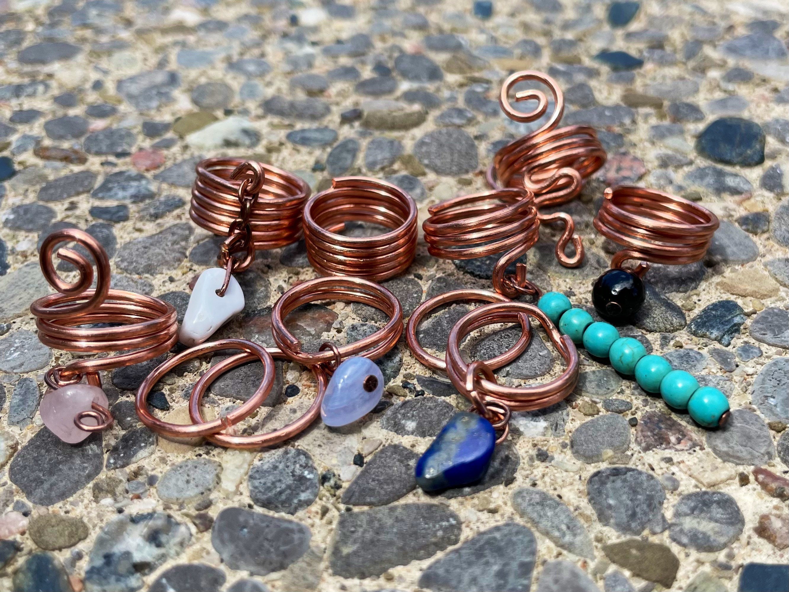 Copper Hair coils, Spiral Hair Rings, Loc Coils, Loc Rings, Braid Hair Coil Cuffs, Hair Rings