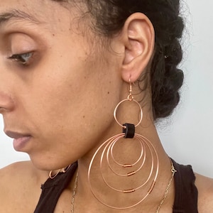 Multi Hoop, Dangle, Boucles d’oreilles en cuivre