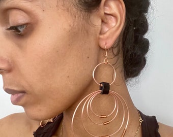 Multi Hoop, Dangle, Copper Earrings