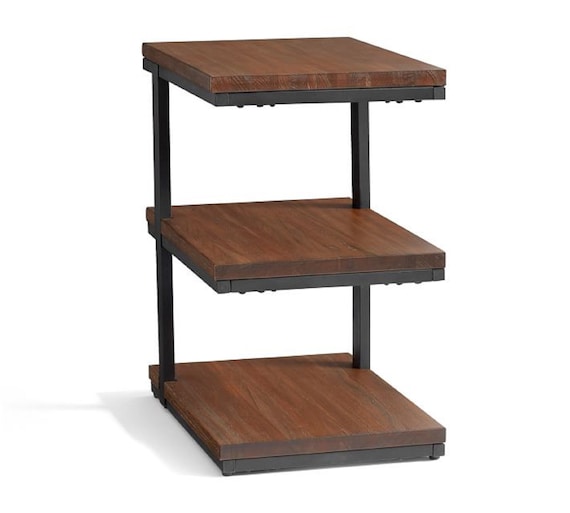 Cherry end table with storage outlet