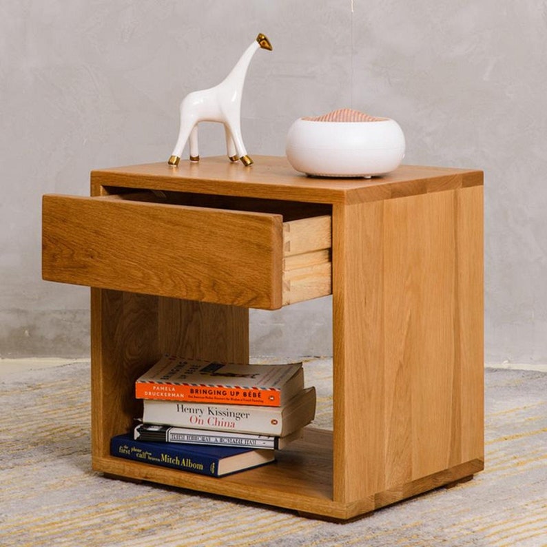 Cube Side Table, Wooden Cube Side Table, Open Cube Side Table With Drawer, Solid Teak Wood