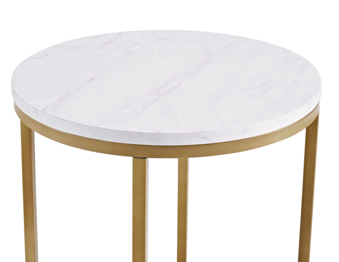 Side Table, End Table With Marble Top, Round Marble Top Table - Etsy