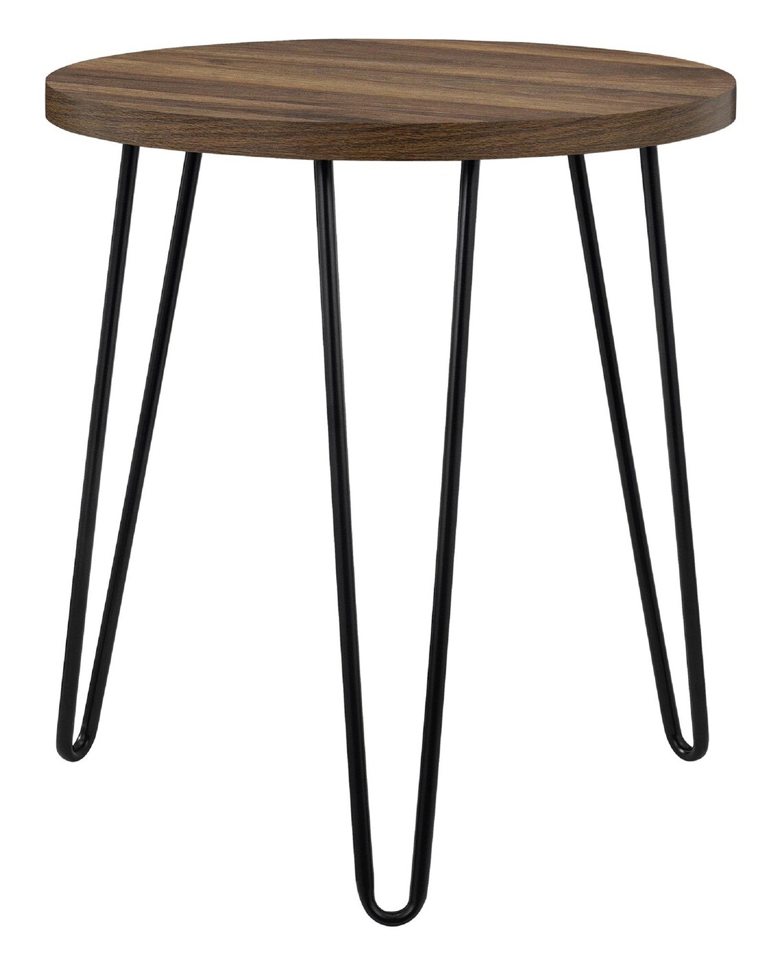 Round Wooden Side Table Hairpin Legged Side Table Industrial Etsy
