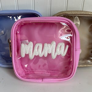 Clear Bag with Letter Patch | Monogram Bag | Personalized Makeup Bag | Chenille Patch Travel Bag | Clear Toiletry bag