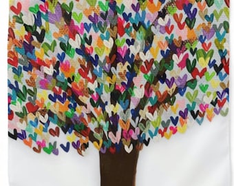 Heart Tree Matzah Cover | Passover Matzah Covers | Modern Judaica | Passover Decor | Unique Jewish Gifts - 18x18 inches