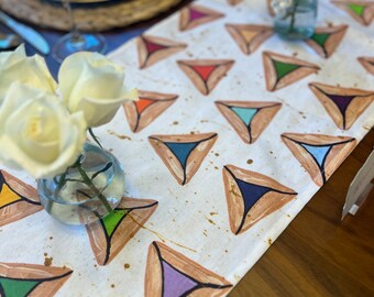 Rainbow Hamantaschen Table Runner,100% Cotton Fabric,Jewish Home Decoration,Jewish Celebrations,Jewish Gift,Jewish