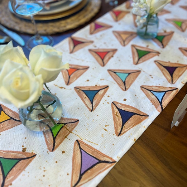 Rainbow Hamantaschen Table Runner,100% Cotton Fabric,Jewish Home Decoration,Jewish Celebrations,Jewish Gift,Jewish