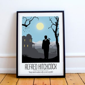 Alfred Hitchcock Poster, Director art, Directors Cut Range, Horror-Film-Plakat, Horrorfilm-Kunst, Horrorfilme, Psycho-Poster