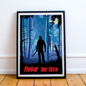 Friday the 13th Art - Full Page, horror movie art, horror film poster, scary movie artwork, minimalist, retro print