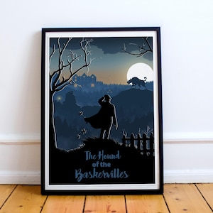 El sabueso de los Baskerville, impresión de Sherlock Holmes, arte de terror, arte literario, minimalista, impresión cinematográfica, arte cinematográfico, película de terror,