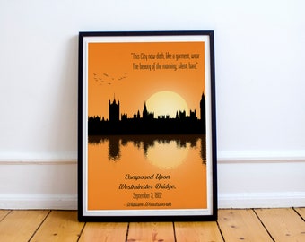 London Art, Composed Upon Westminster Bridge, William Wordsworth Poster, Poetry Poster, Titanic Poster, Inspirational art, poetry prints,