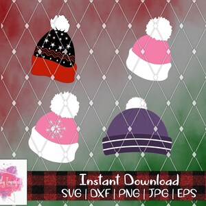 Sneeuwhoeden | bestanden knippen | Wintermuts | Kerst-Svg | Kerstmutsen | Sneeuwpophoeden | SVG | EPS | PNG