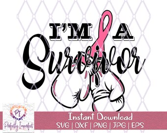 サバイバー SVG | 乳がん SVG | ピンクのリボン SVG | ファイター SVG | がん SVG | 乳がん | ボクシング女性 SVG | 私はサバイバーです svg | PNG