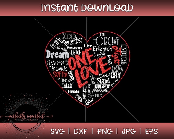 Download One Love Svg Cut File Heart Svg Svg Cutting Files For Silhouette Cricut Instant Download