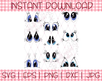 Cartoon eyes svg | Eyelashs svg | Eyes svg | Unicorn Eyes | Bunny Eyes | Big Eyes | Cute Eyes Svg | Eye bundle | Santa Eye | Dxf | Eps |