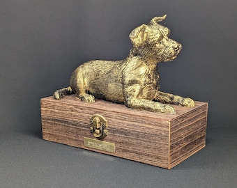 Luxuriöse Ascheurne für Yorkshire Terrier | Yorkshire Terrier Aschebox | Urne für Hundeasche | Haustierurne | Individuelles Namensschild aus Messing.