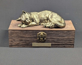 Luxury Cat Ashes Urn | Personalized Pet Memorial Box with Plaque
