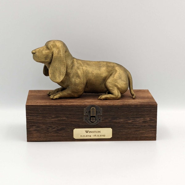 Luxury Basset Hound Ashes Box | Basset Hound Ashes Urn | Dog Ashes Urn | Pet Urn | Custom name plaque.