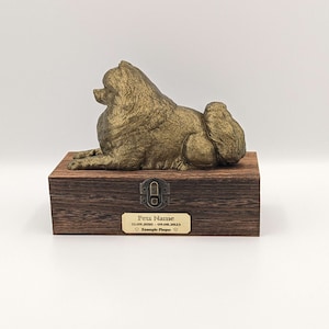 Luxury Pomeranian Ashes Urn | Pomeranian Ashes Box | Dog Ashes Urn | Pet cremation Urn | Custom brass name plaque.