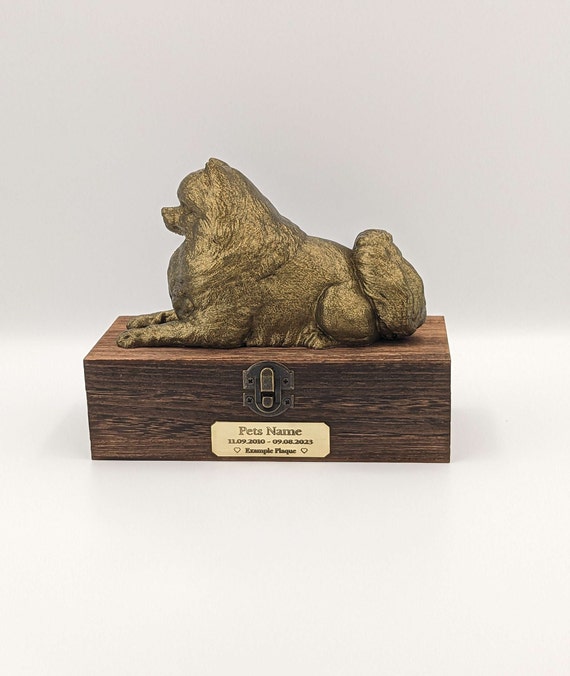 Luxury Pomeranian Ashes Urn: Hand-painted 3D Dog, Custom Name - Main Image