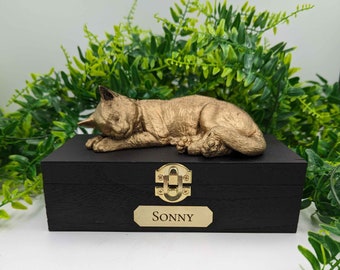 Luxury Cat Ashes Urn: Custom Name Plaque, Hand-Painted 3D Cat