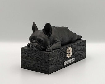 Luxe Franse Bulldog Askist | Franse Bulldog As Urn | Hondenas Urn | Dierenurn | Op maat gegraveerd naamplaatje.