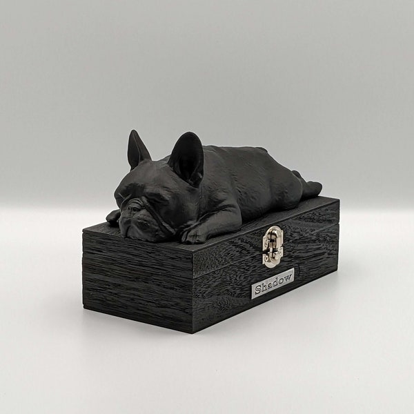 Luxury French Bulldog Ashes Box | French Bulldog Ashes Urn | Dog Ashes Urn | Pet Urn | Custom engraved name plaque.