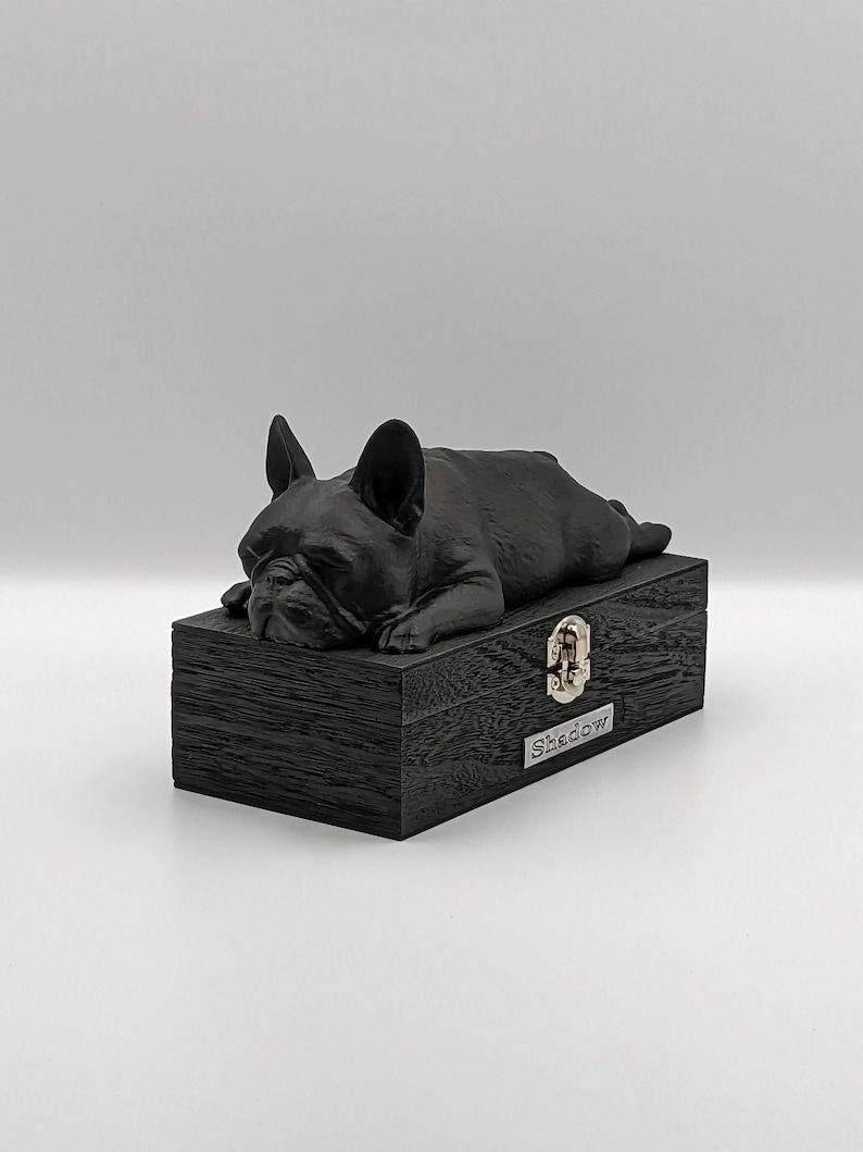 Luxury French Bulldog Ashes Box French Bulldog Ashes Urn Dog Ashes Urn Pet Urn Custom engraved name plaque. image 1