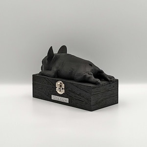 Luxury French Bulldog Ashes Box French Bulldog Ashes Urn Dog Ashes Urn Pet Urn Custom engraved name plaque. image 3