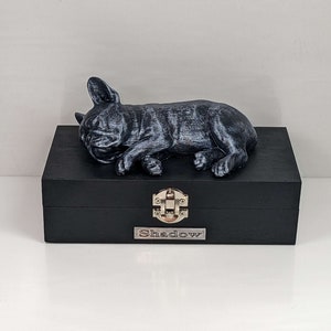 Luxury French Bulldog Ashes Box | French BullDog Ashes Urn | Dog Ashes Urn | Pet Urn | Custom engraved name plaque.