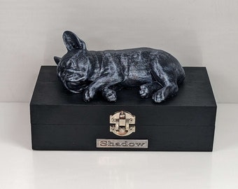 Luxury French Bulldog Ashes Box | French BullDog Ashes Urn | Dog Ashes Urn | Pet Urn | Custom engraved name plaque.