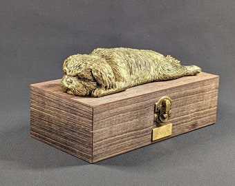 Shih Tzu Ashes Urn | Custom Name Plaque, 3D Hand Painted Dog Memorial Box