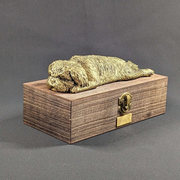 Luxury Shih Tzu Ashes Box | Shih Tzu Ashes Urn | Dog Ashes Urn | Pet Urn | Custom brass name plaque