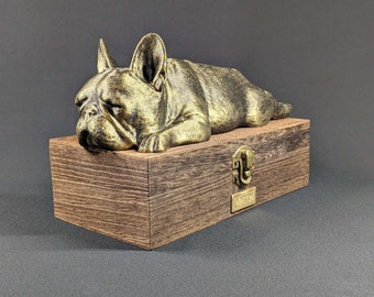 Luxury French Bulldog Ashes Box | French BullDog Ashes Urn | Dog Ashes Urn | Pet Urn | Custom brass name plaque.