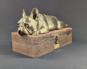 Luxury French Bulldog Ashes Box | French BullDog Ashes Urn | Dog Ashes Urn | Pet Urn | Custom brass name plaque.