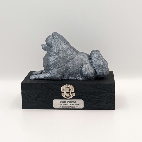 Luxury Pomeranian Ashes Box | Pomeranian Ashes Urn | Dog Ashes Urn | Pet Urn | Custom engraved name plaque.