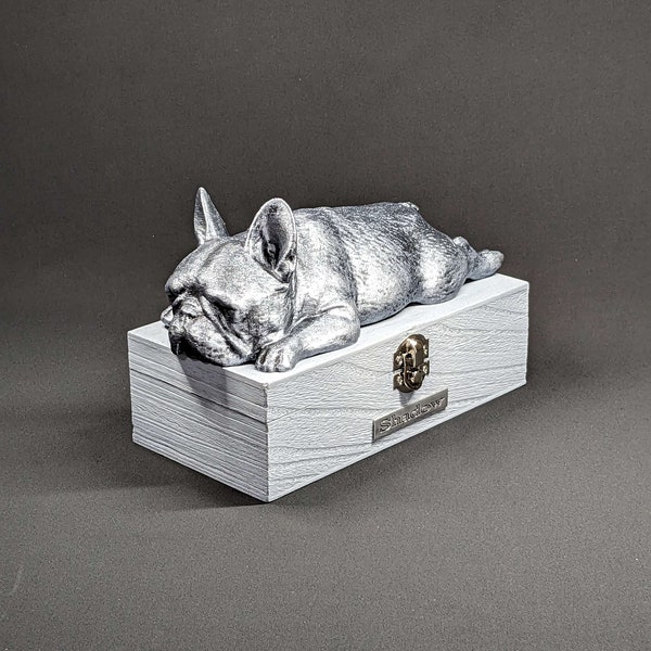 Luxury French Bulldog Ashes Box | French BullDog Ashes Urn | Dog Ashes Urn | Pet Urn | Custom engraved name plaque