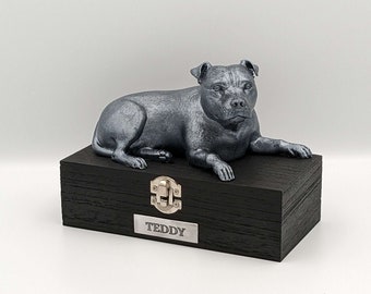 Staffordshire bull terrier ashes urn clearance