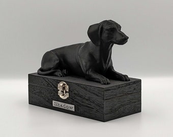 Urna para cenizas de perro salchicha / Placa con nombre personalizado, Caja conmemorativa para mascotas