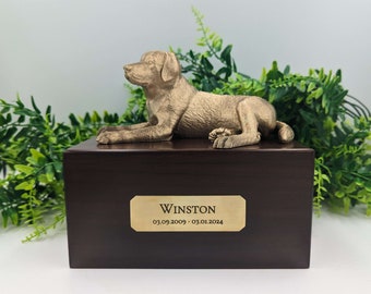 Luxury Labrador Ashes Box | Labrador Ashes Urn | Dog Ashes Urn | Pet Urn | Custom brass name plaque.