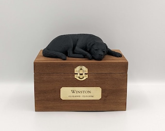Rottweiler Ashes Urn | Wooden Pet Memorial Box with Custom Name Plaque