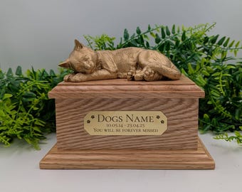 Handmade Solid Oak Cat Urn | Personalized Pet Memorial Box