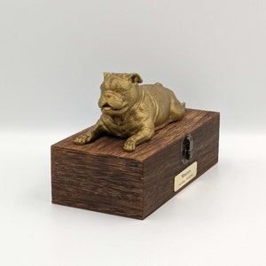 Luxury English Bulldog Ashes Box | English Bulldog Ashes Urn | Dog Ashes Urn | Pet Urn | Custom name plaque.