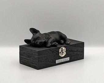 French Bulldog Ashes Urn | Custom Name Plaque Pet Memorial Box